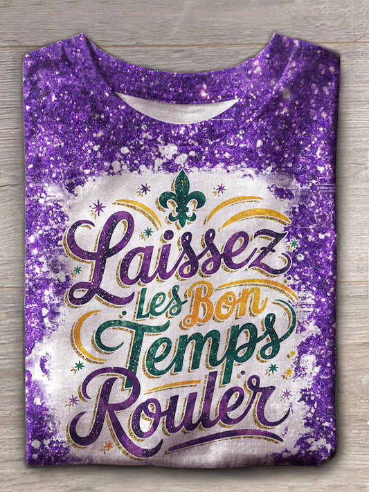 Women's Laissez Les Bons Temps Roule Mardi Gras Crew Neck T-shirt