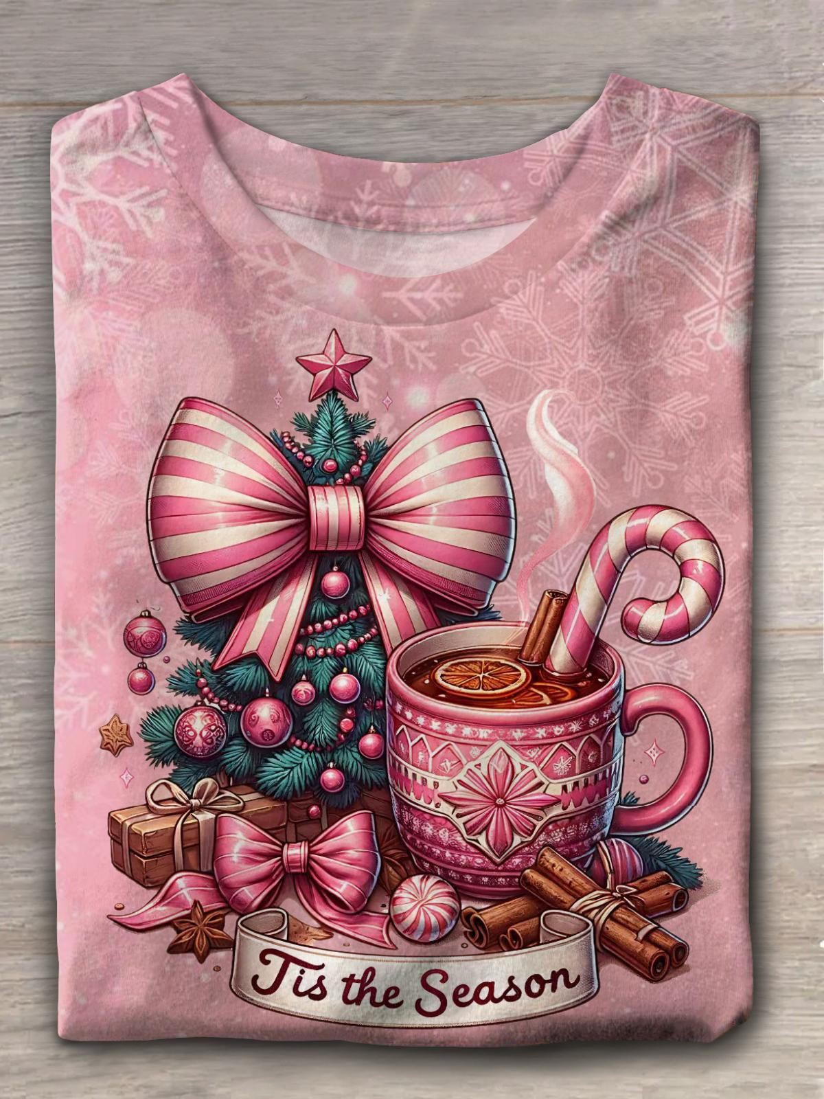 Tis Season Christmas Candy House Crew Neck T-shirt