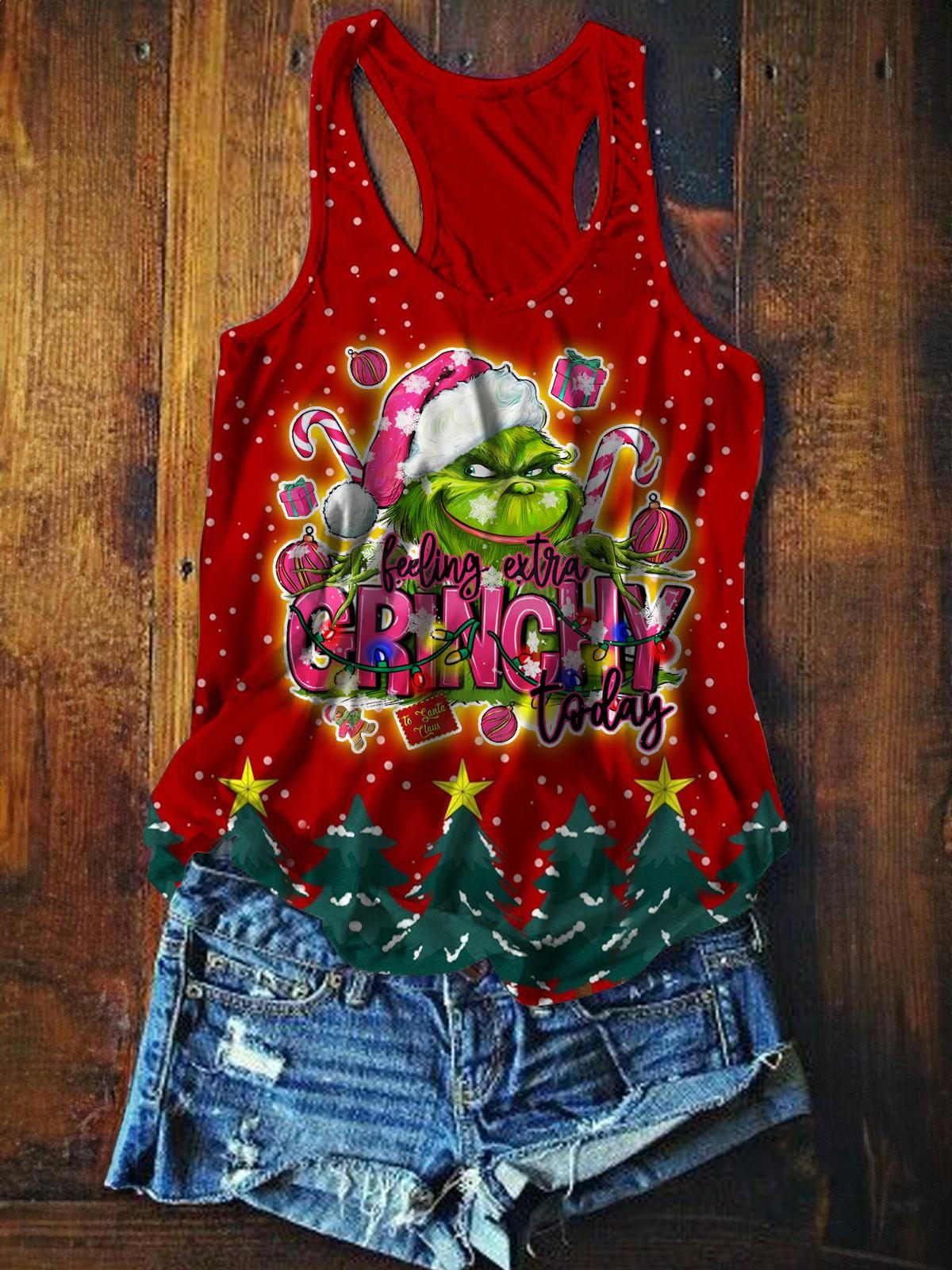 Women's Christmas Troubled Elf Vintage Tank Top