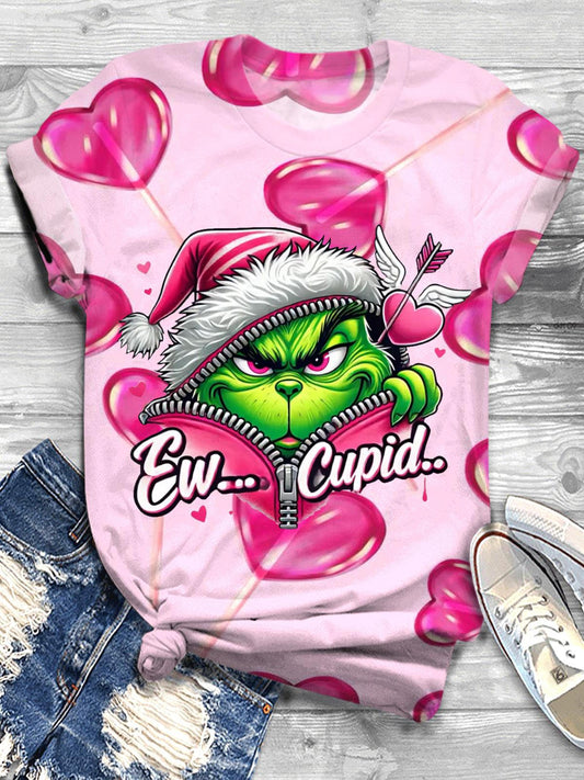 Ew Cupid Funny Valentines Crew Neck T-shirt