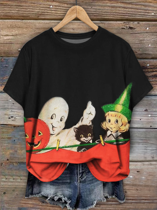 Halloween Print Crew Neck T-shirt