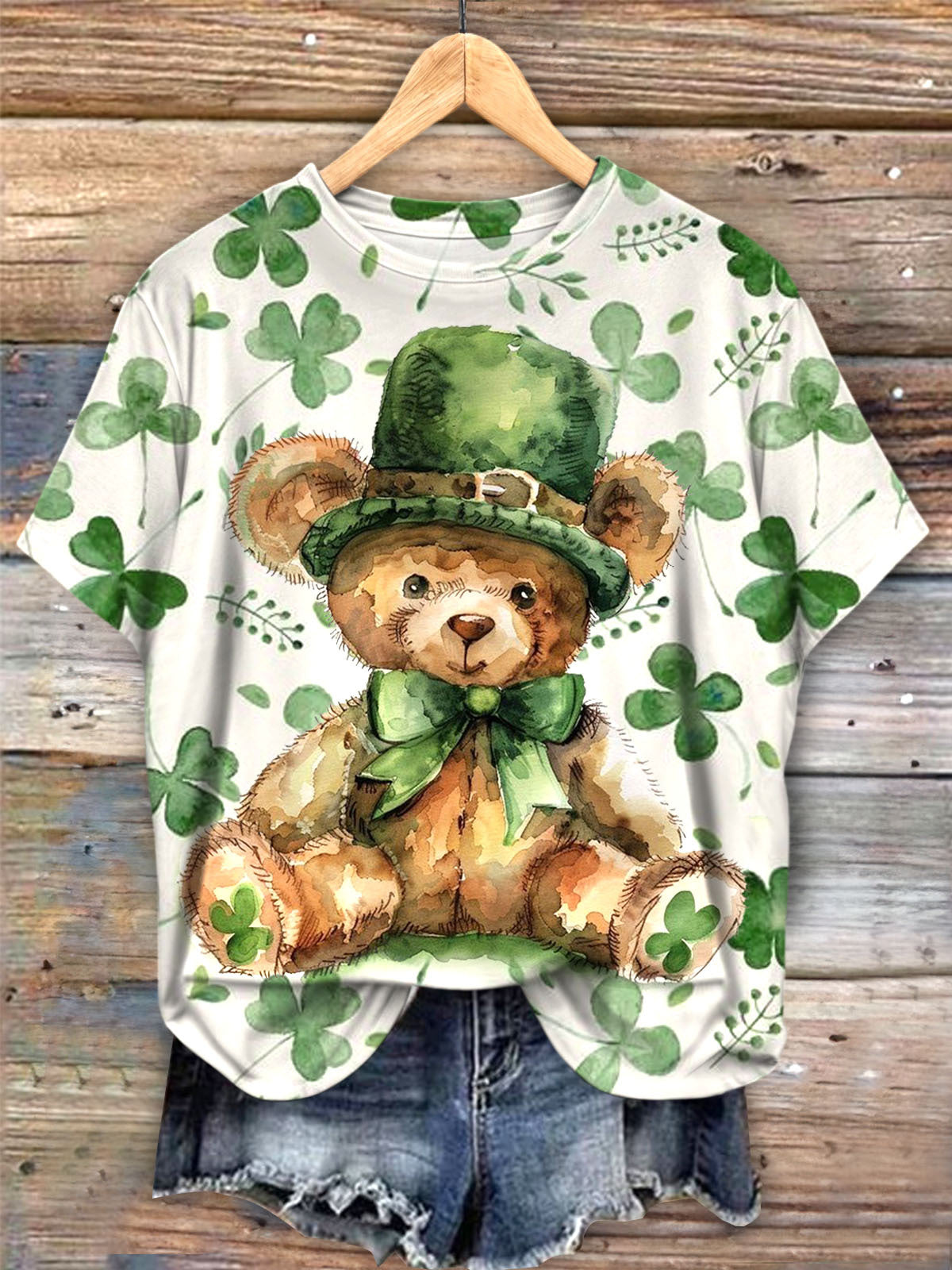 St. Patrick Day Bear Crew Neck T-shirt