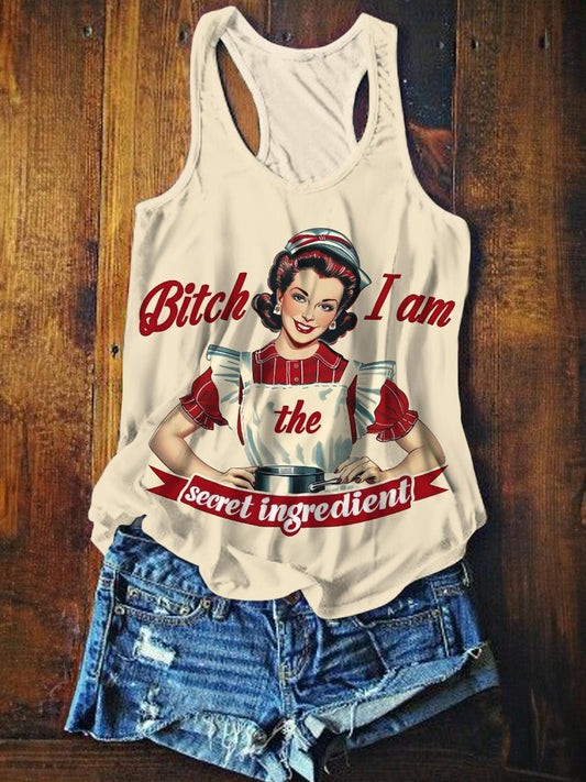 Bitch I Am The Secret Ingredient Ironic Vintage Print Tank Top