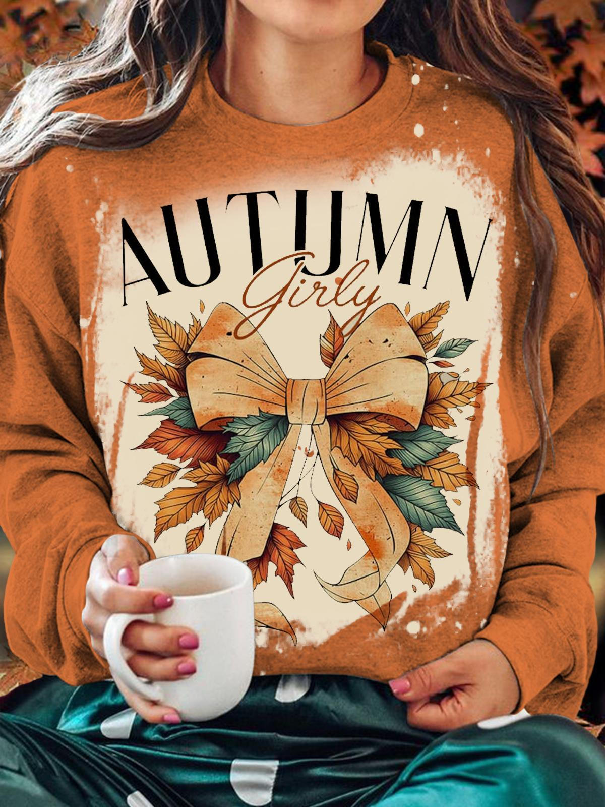 Autumn Girly Printed Long Sleeve Casual Top