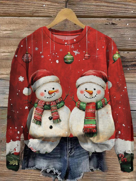 Women's Christmas Snowman Crew Neck Casual Sweatshirt