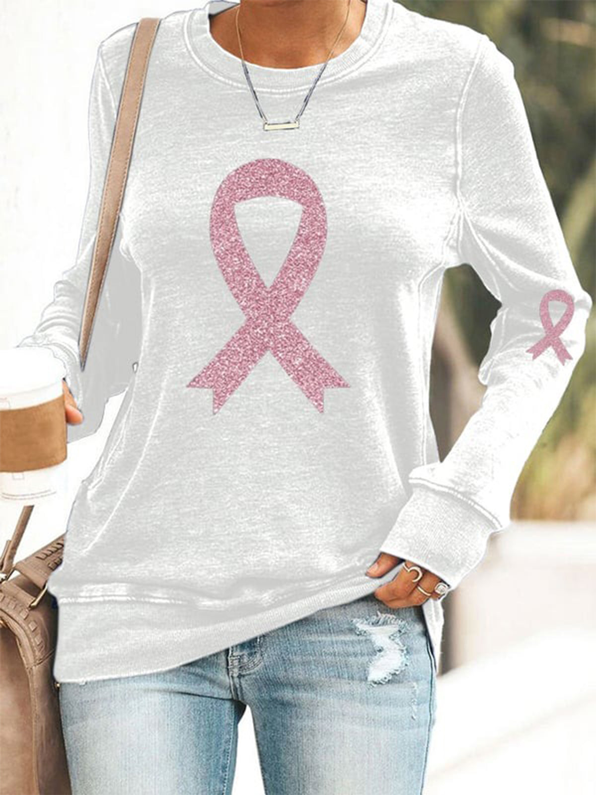 Breast Cancer Element Long Sleeve Casual Top