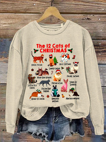 Women's Christmas Cute Animals Crew Neck Casual Sweatshirt