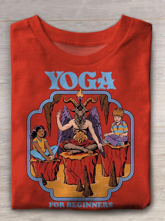 Yoga For Beginners Fun Print T-shirt