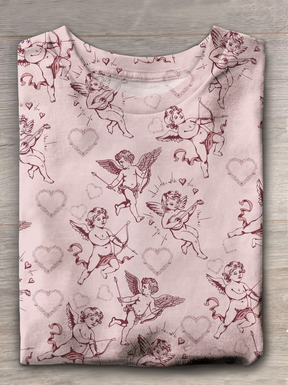 Romantic Valentines Cupid Crew Neck T-shirt