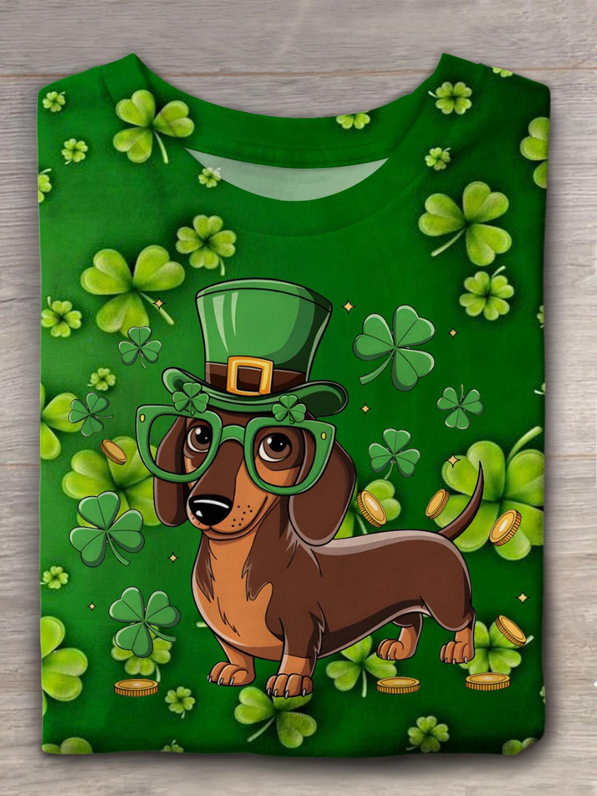 Dachshund St. Patrick's Crew Neck T-shirt