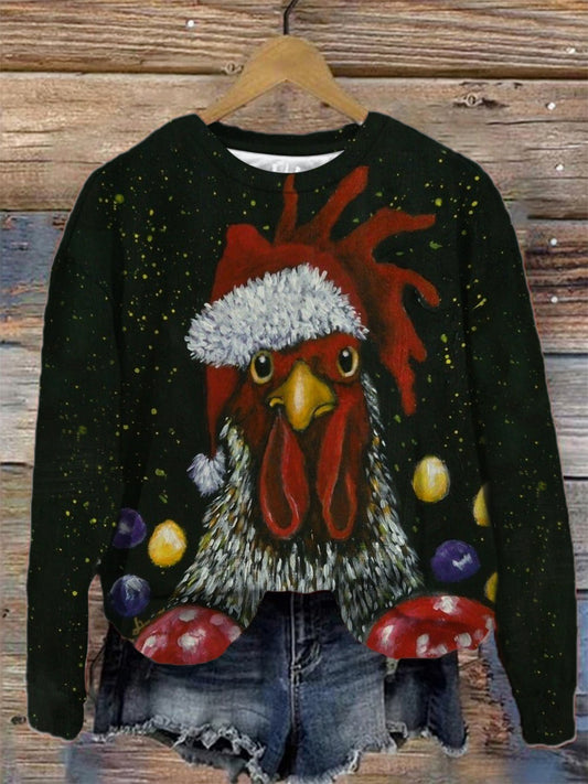 Christmas Chick Crew Neck Long Sleeve Top