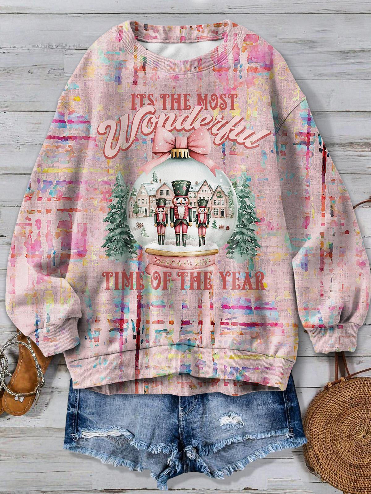 Its The Most Wonderful Time Of The Year Christmas Print Long Sleeve Top