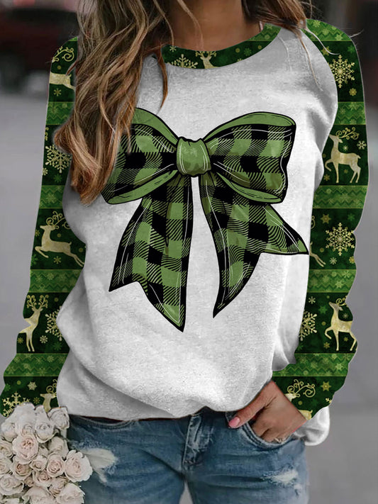 Stylish Bow Ribbon Long Sleeve Casual Top