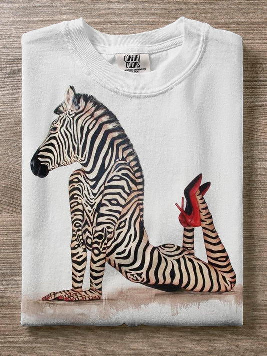 Cute Zebra Yoga Sports Weird Print T-shirt