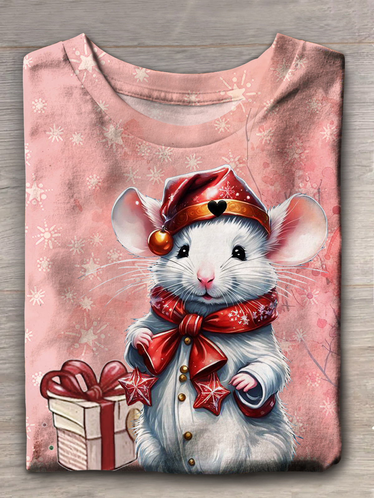 Women's Christmas Opossum Gift Cute Print Casual Crew Neck T-Shirt