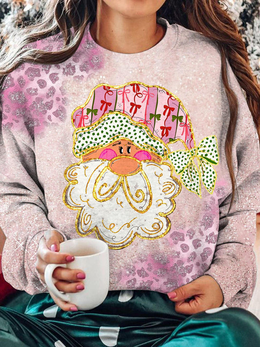 Christmas Santa Claus Print Casual Long Sleeve Top