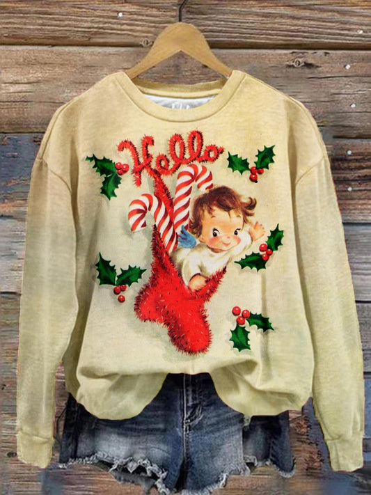 Christmas Sock Kid Printed Long Sleeve Top