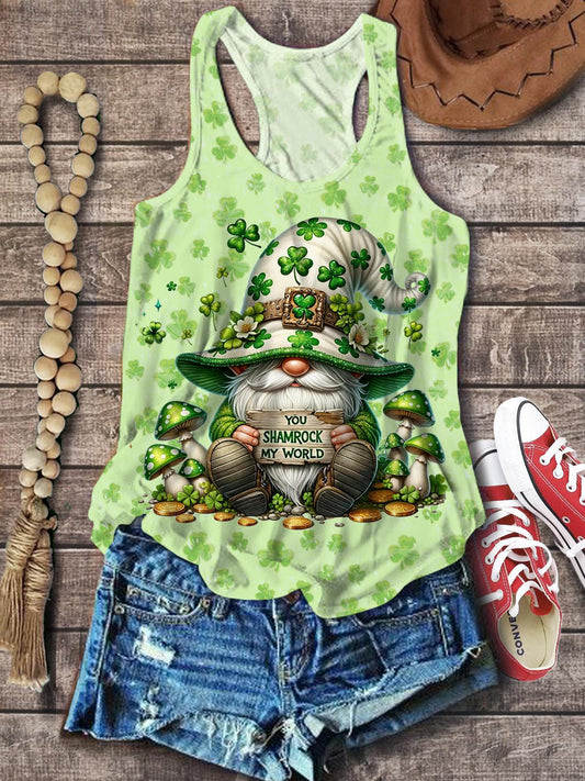 St. Patrick Day Happy Gnome Holiday Casual Fun Print Vest