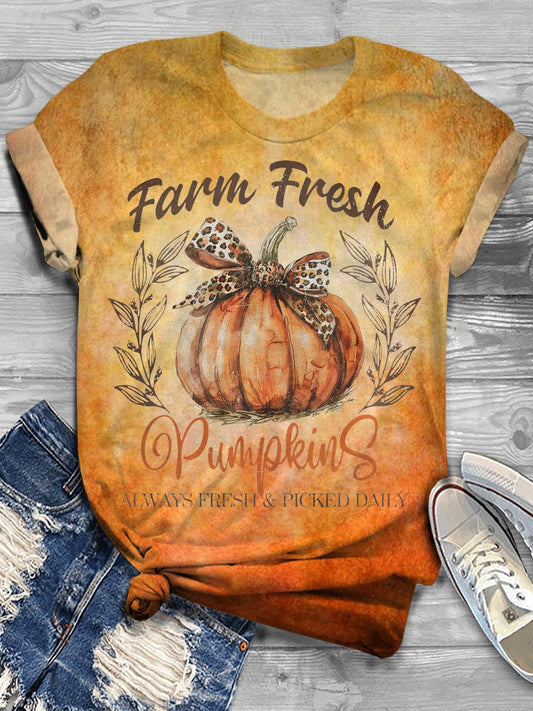 Fall Farm Fresh Pumpkins Crew Neck T-shirt