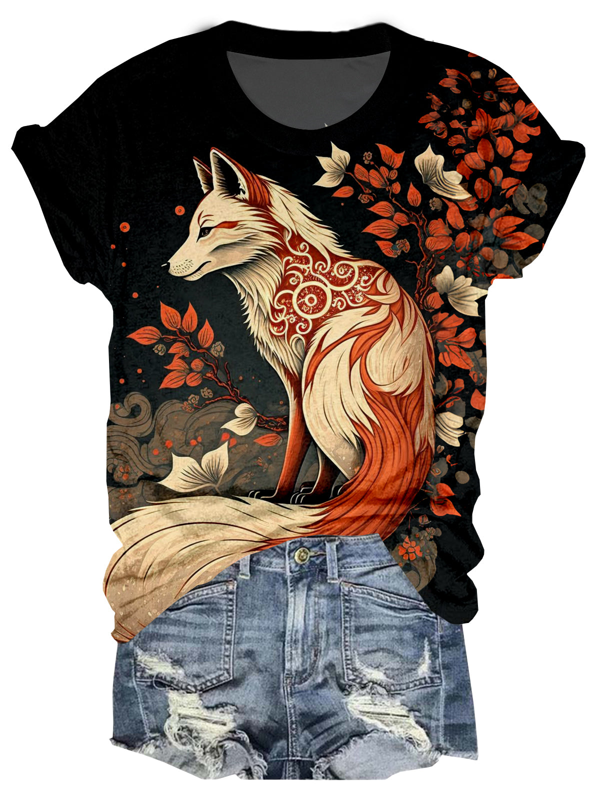 Autumn Fox Crew Neck T-shirt