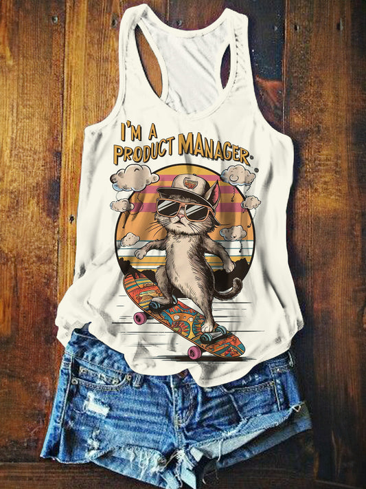 I'm A Product Manager Funny And Cool Cat Print Vest