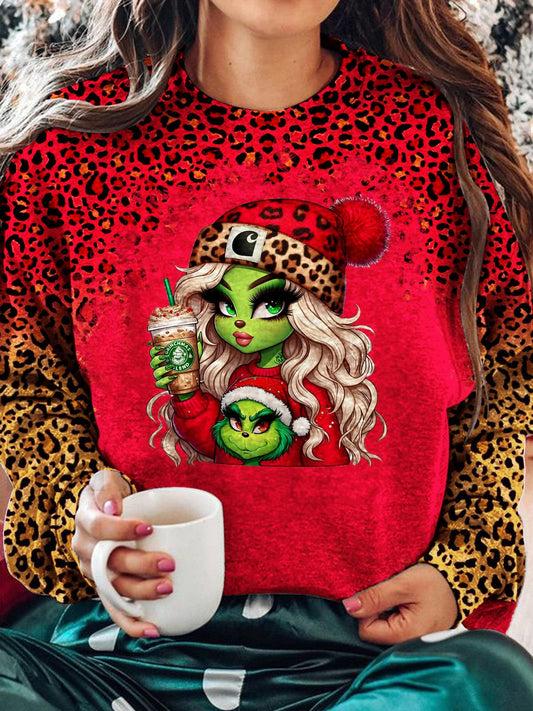 Mean Green Girls Christmas Printed Long Sleeve Casual Top