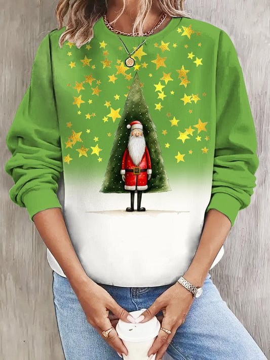 Women's Whimsical Santa Claus Long Sleeve Casual Top