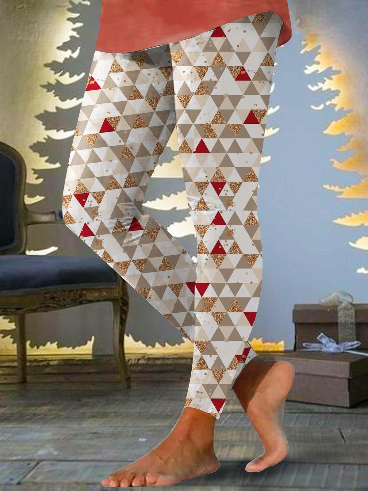 Women's Christmas Retro Geometric Print Leggings