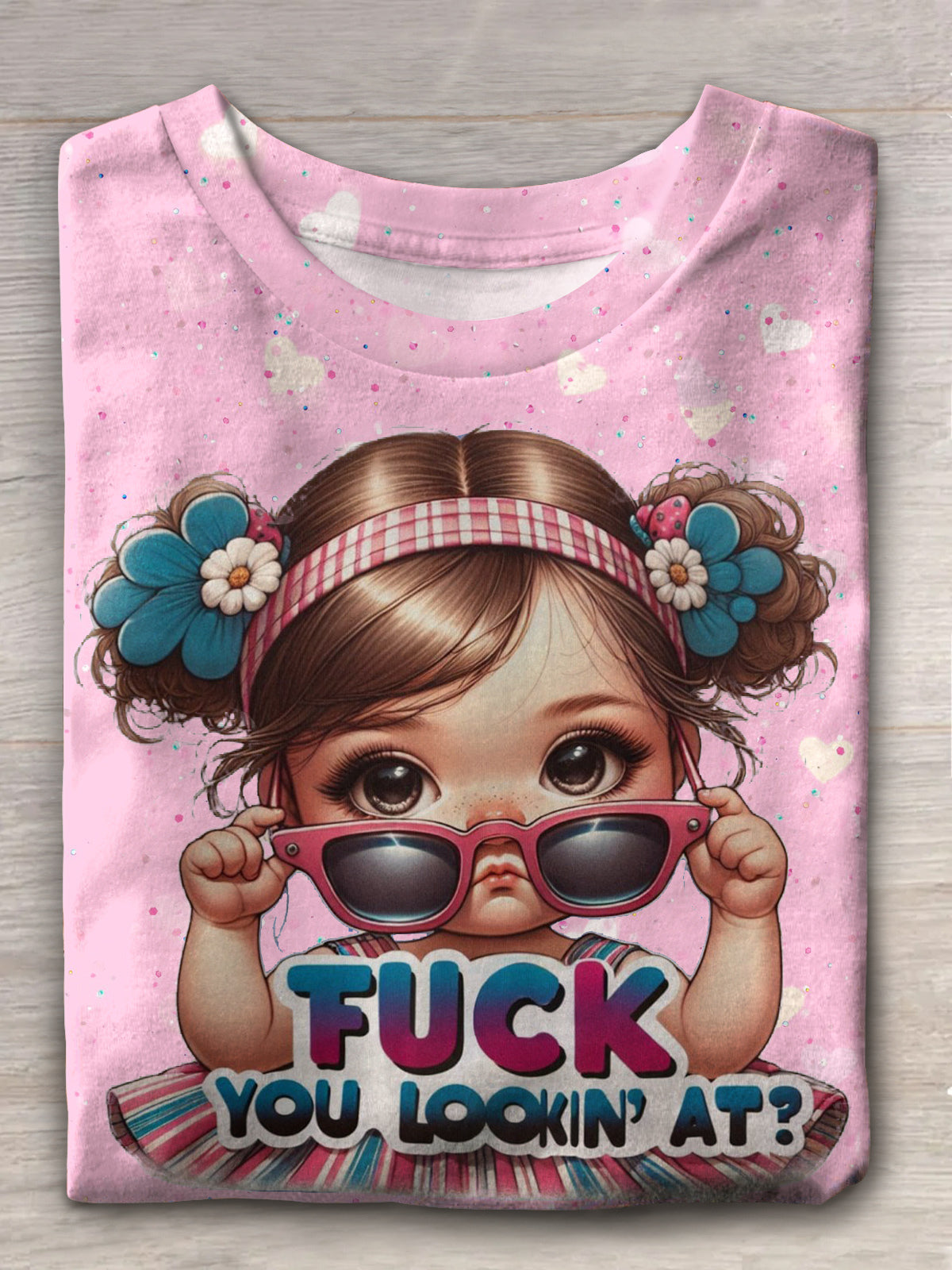 Fuck You Lookin At Cute Girl Expression Pack Print T-shirt