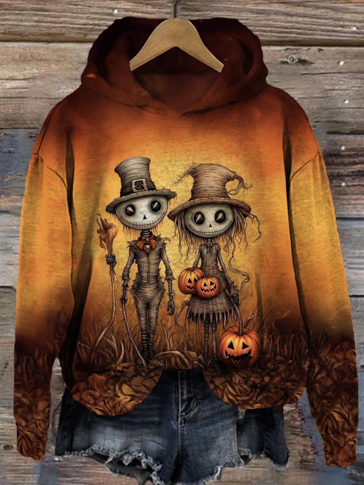 Women's Halloween Fun Gradient Print Long Sleeve Top