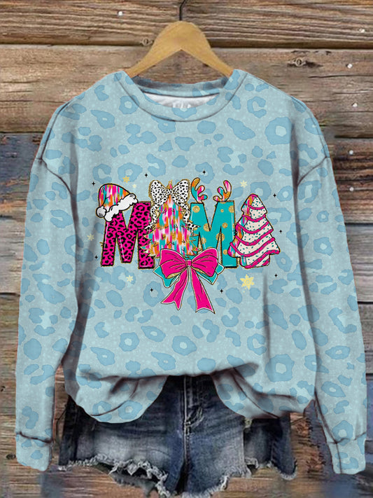 Women's Christmas Mama Sexy Cute Floral Print Long Sleeve Top