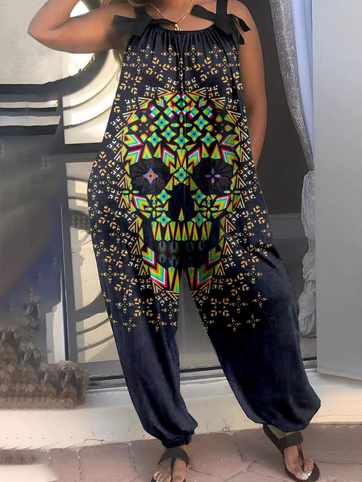 Multicolored Skull Women's Jumpsuit