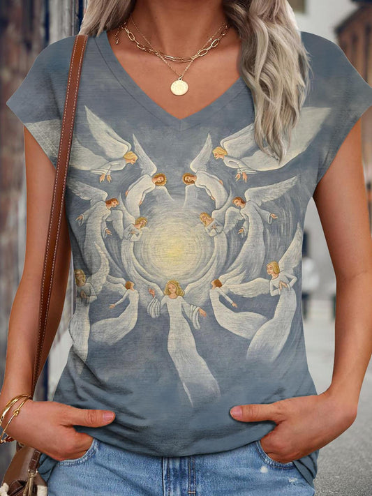 Women's Summer Angel Christian Faith Print Sleeveless Round Neck Vest