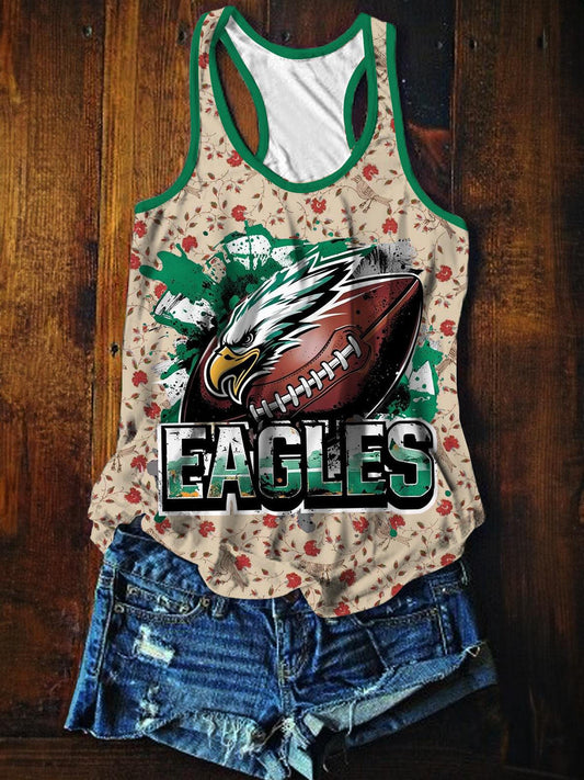 Eagles Ball Sports Floral Print Casual Tank Top