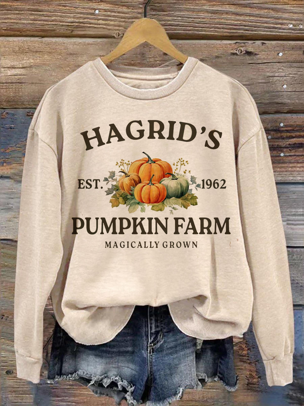 Hagrid's Pumpkin Farm Printed Long Sleeve Casual Top