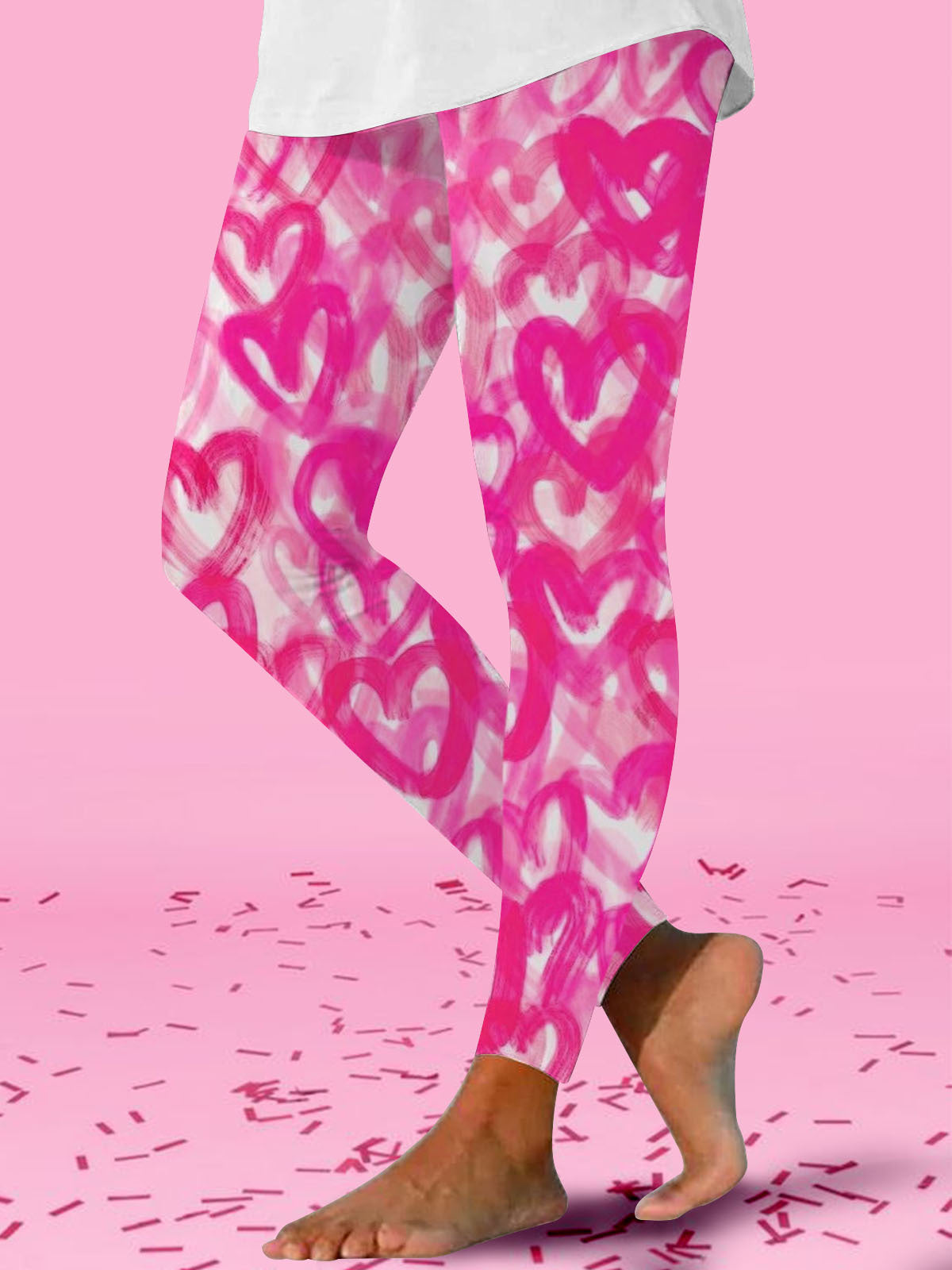 Pink Tie Dye Heart Print Leggings