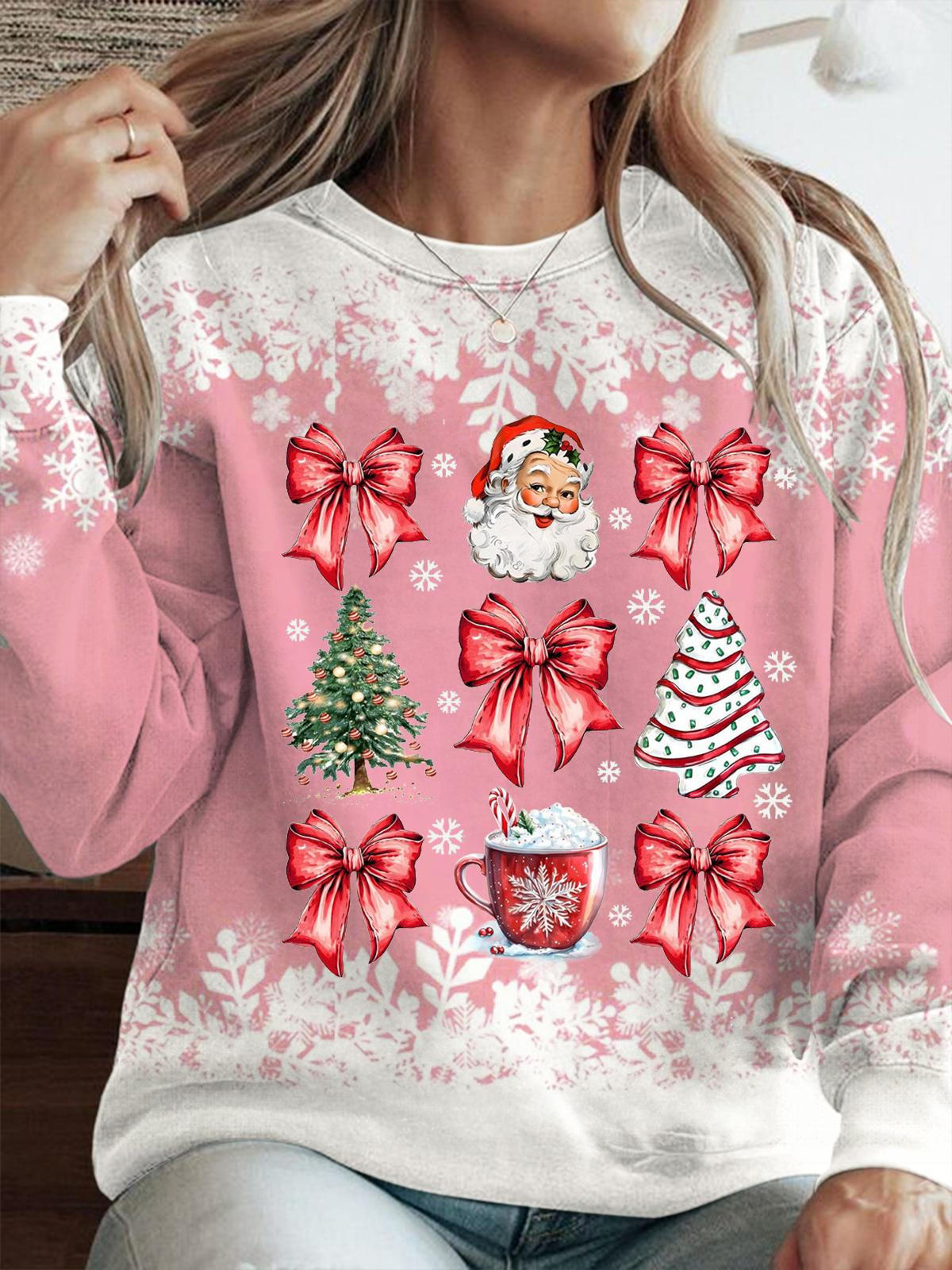 Women's Coquette Christmas Crew Neck Casual Sweatshirt