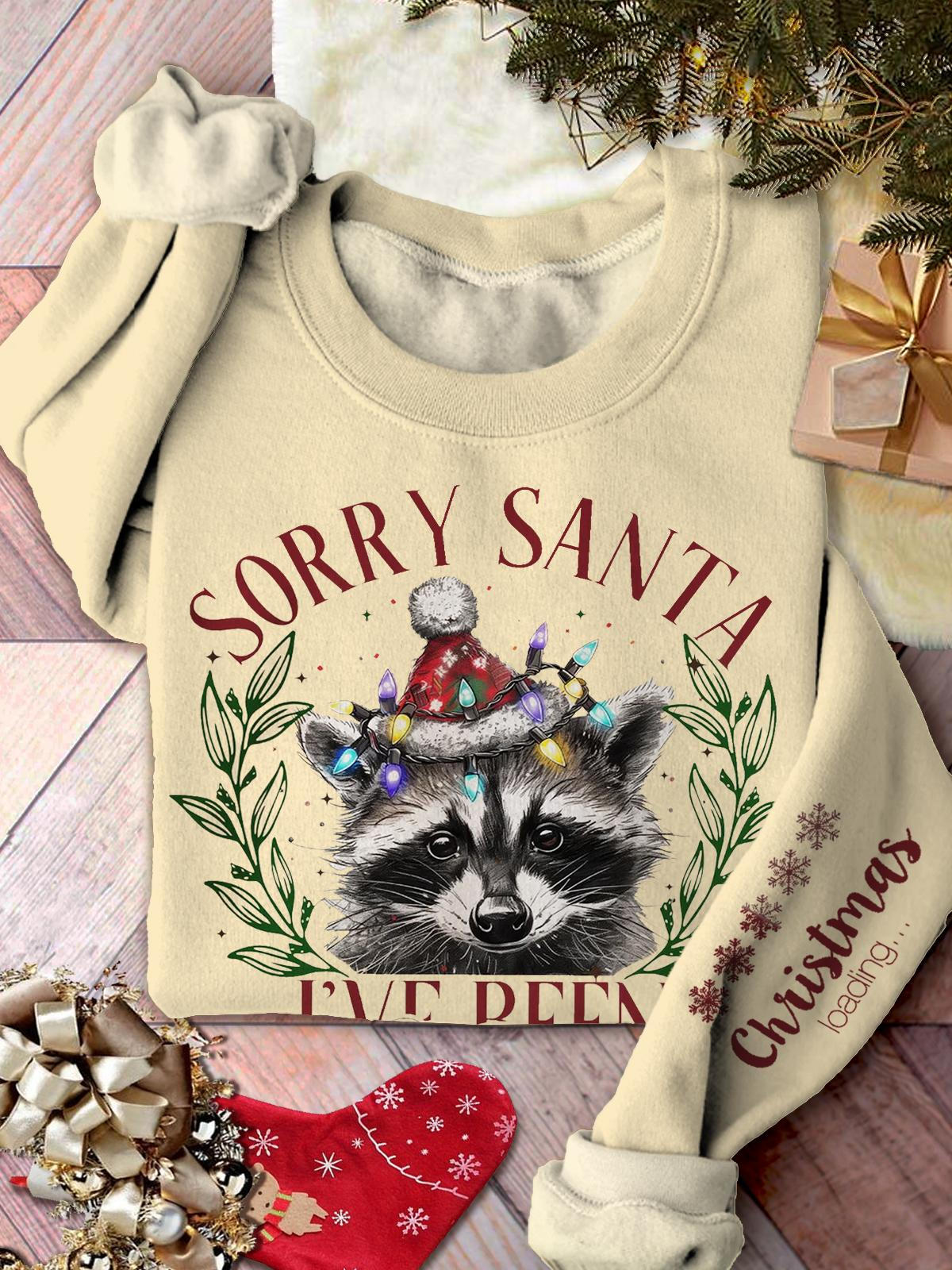 Women's Sorry Santa I've Been Savage Round Neck Long Sleeve Top