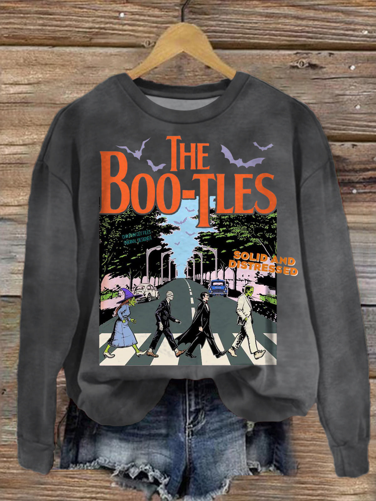 Women's The Boo-tles Halloween Crew Neck Casual Sweatshirt