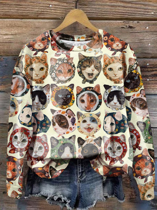 Women's Cute Animal Bandana Vintage Print Long Sleeve Top