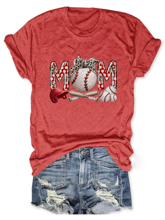 MOM Retro Baseball Crew Neck T-shirt