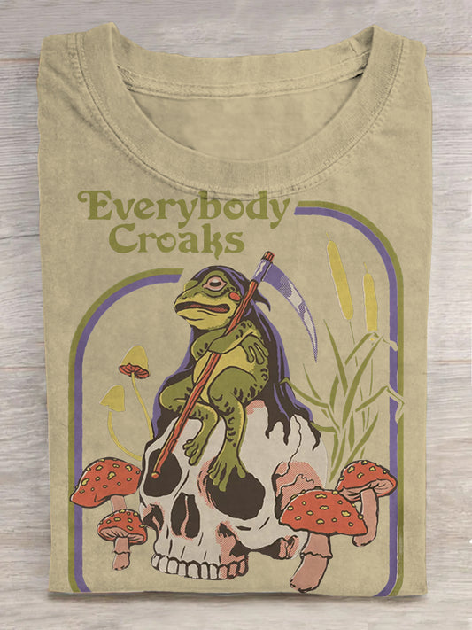 Women's EveryBody Croaks Frog Devil Print Casual T-Shirt