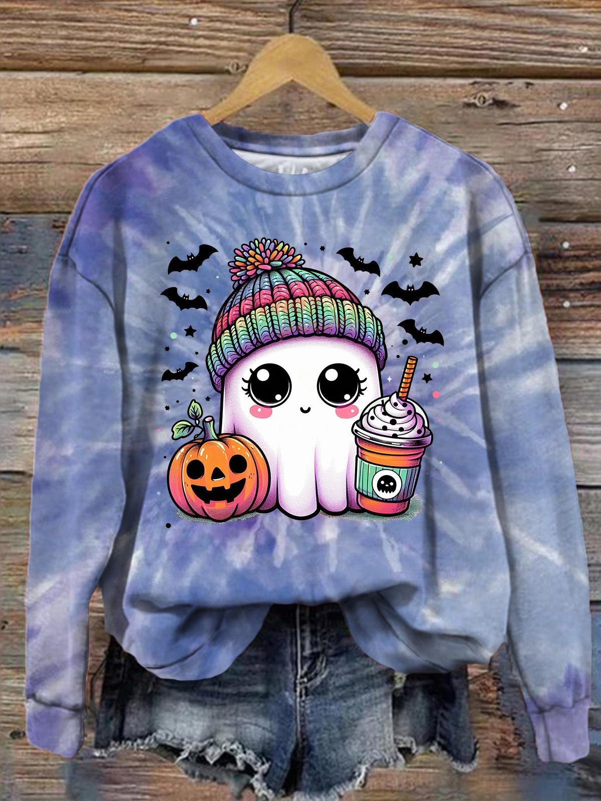 Women's Halloween Elf Tie Dye Print Long Sleeve Top