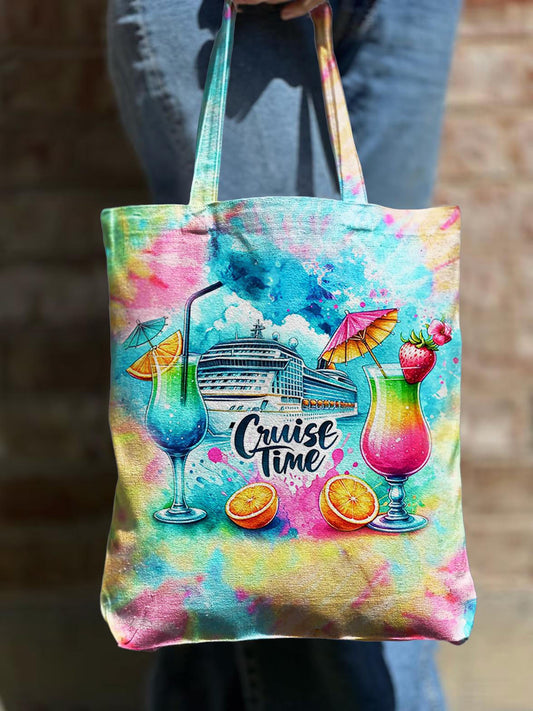 Cruise Time Tie Dye Shoulder Zipper Canvas Bag