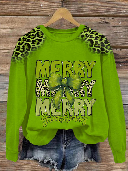 Women's Merry Christmas Happy Christmas Crew Neck Casual Sweatshirt