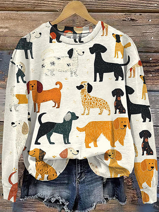 Women's Dog Printed Long Sleeve Casual Top