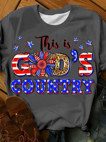 This Is God's Country 4th Of July Print Short Sleeve T-Shirt
