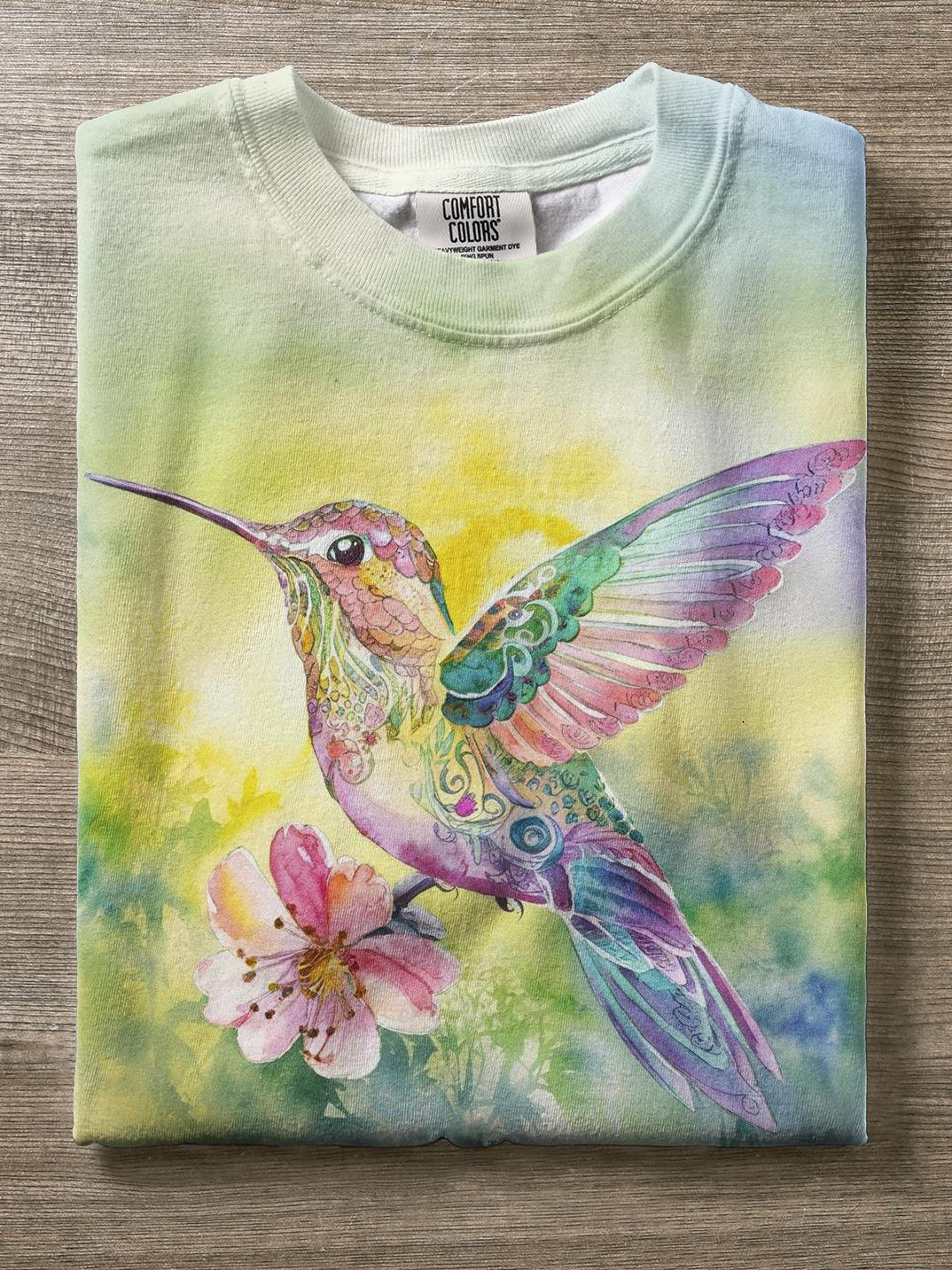 Women's Hummingbird Print Crew Neck T-shirt