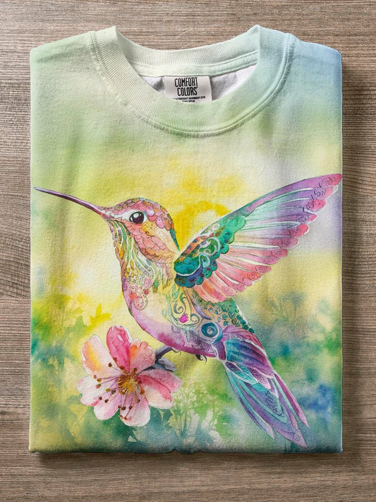 Women's Hummingbird Print Crew Neck T-shirt