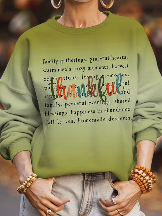 Women's Thanksgiving Gradient Print Casual Long Sleeve Top